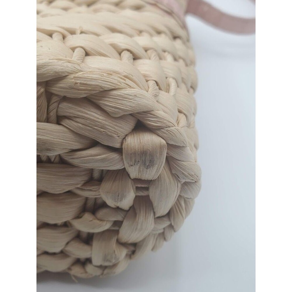 Brighton Purse Straw Handbag Pink Leather Trim  Floral Woven Basket Read - Picture 14 of 15